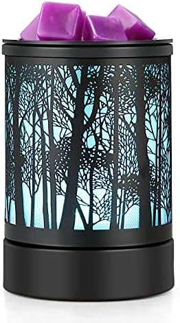 inrorans Sun Moon Star Electric Oil Warmer Black Metal Wax Warmer for Scented Wax with 7 Colors Changing LED nightLight PTC Element Reusable Silicone Liner Scented Wax Warmer for Home Decor…