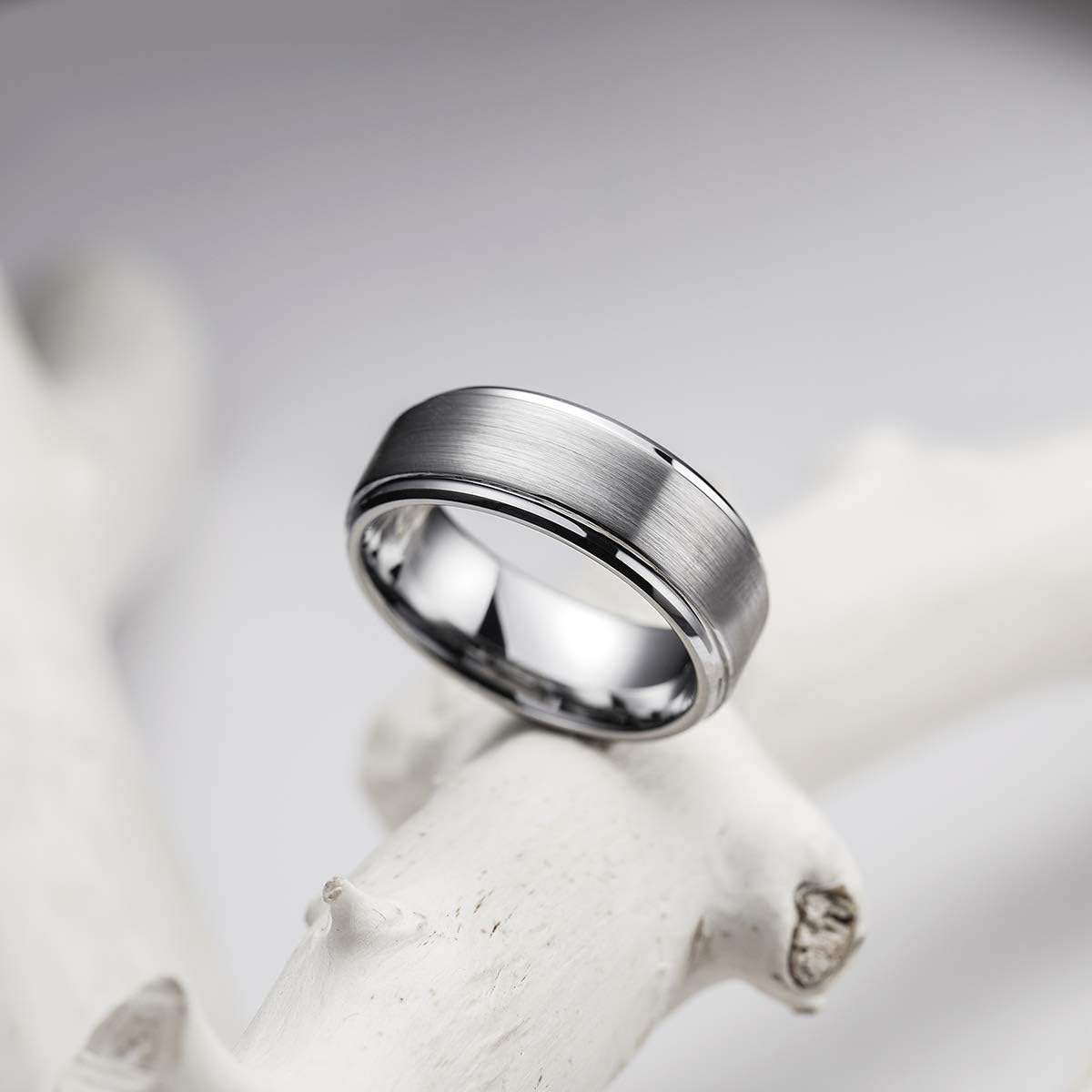 King Will Basic Tungsten Ring for Men 6mm 7mm 8mm 9mm 10mm Silver Blue Tungsten Wedding Band Matte Brushed Finish Comfort Fit