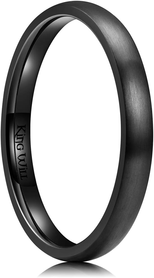 King Will Basic 3MM/5MM/7MM/9MM Silver/Black Titanium Ring Wedding Band for Men Women Brushed/Matte Comfort Fit Couple Ring