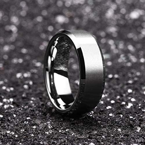 King Will Basic 6mm 7mm 8mm 9mm 10mm Men Wedding Black/Silver Tungsten Ring Matte Finish Beveled Polished Edge Comfort Fit