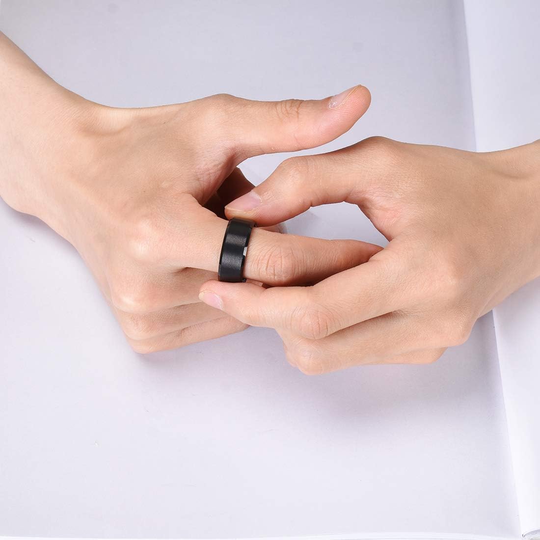 King Will Basic 6mm 7mm 8mm 9mm 10mm Men Wedding Black/Silver Tungsten Ring Matte Finish Beveled Polished Edge Comfort Fit