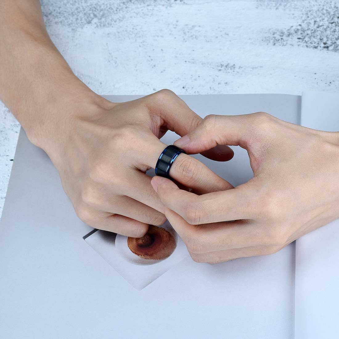 King Will Basic Tungsten Ring for Men 6mm 7mm 8mm 9mm 10mm Silver Blue Tungsten Wedding Band Matte Brushed Finish Comfort Fit