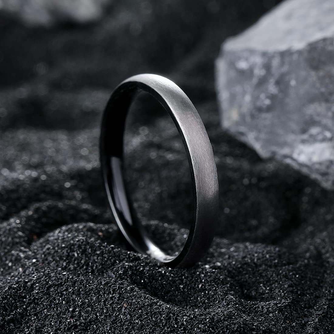 King Will Basic 3MM/5MM/7MM/9MM Silver/Black Titanium Ring Wedding Band for Men Women Brushed/Matte Comfort Fit Couple Ring