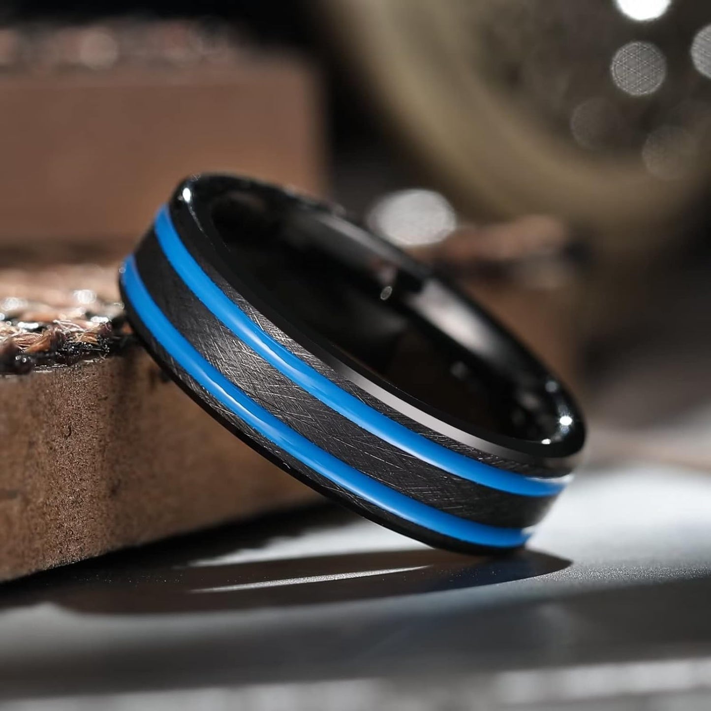 King Will 6mm 7mm 8mm Groove Tungsten Carbide Wedding Ring for Men Black/Silver/Rainbow/Rose Gold/Red/Brown/Blue Thin Groove Center Tungsten Wedding Band Matte Finish