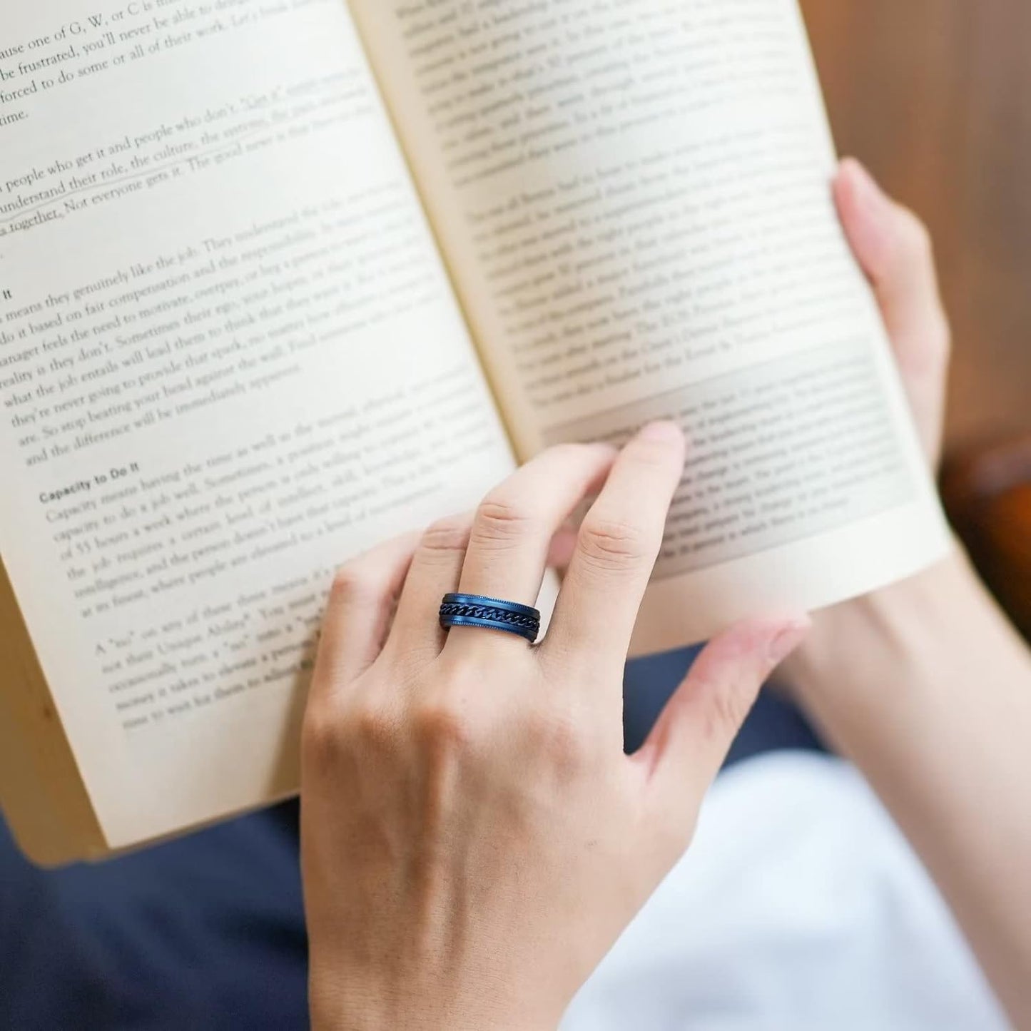 King Will Intertwine 8mm Spinner Ring Stainless Steel Fidget Ring Anxiety Ring for Men Black/Blue/Silver/Gold Fidget Anxiety Ring