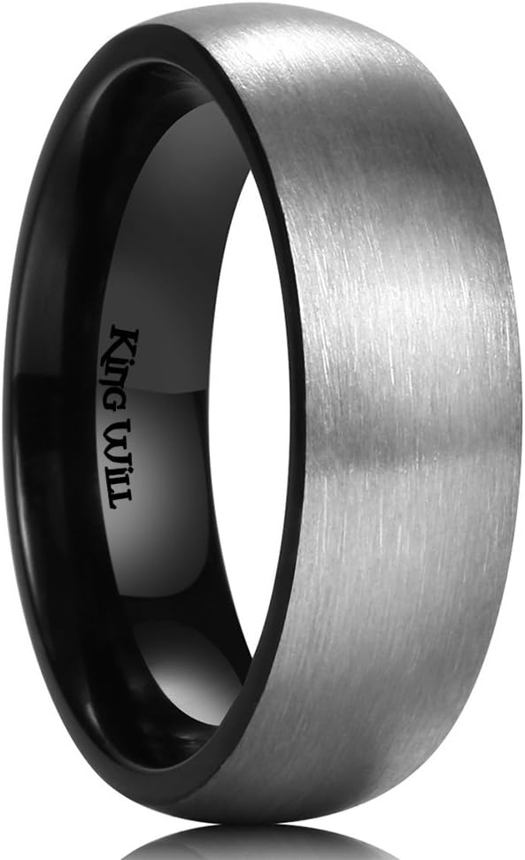 King Will Basic 3MM/5MM/7MM/9MM Silver/Black Titanium Ring Wedding Band for Men Women Brushed/Matte Comfort Fit Couple Ring