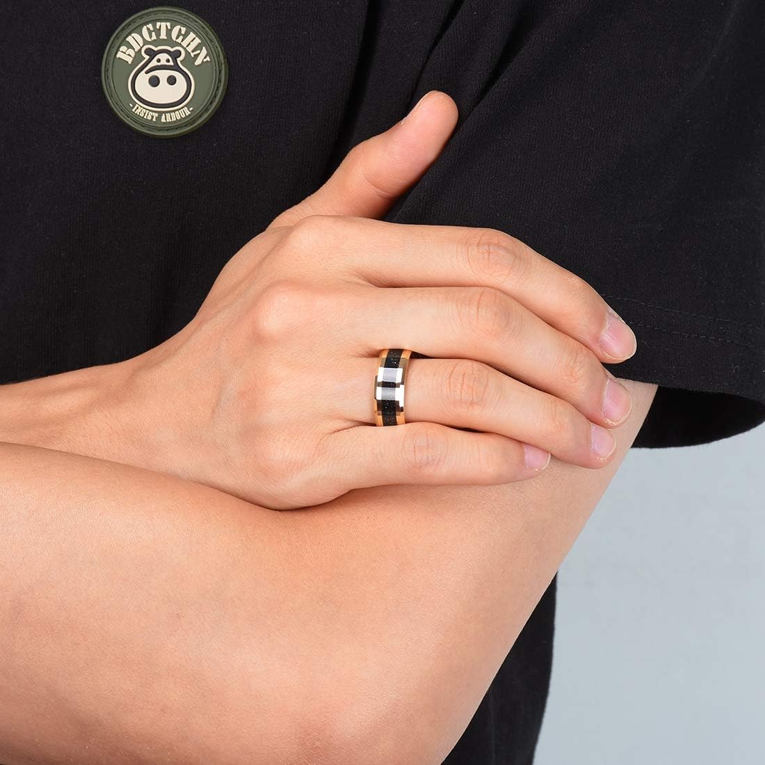 King Will 8mm Men's Tungsten Carbide Silver/Gold/Rose Gold Ring Gold Domed High Polished/Grooved/Faceted/Sandstone Sticker Inlay Step Edge Comfort Fit Wedding Ring