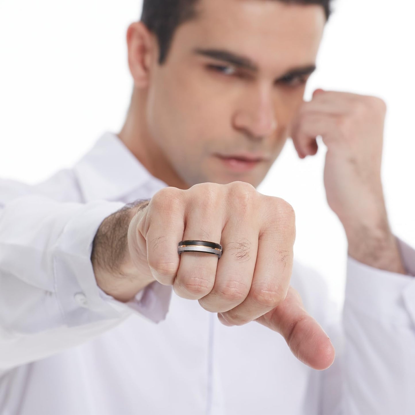 King Will LOOP Mens Women Tungsten Carbide Wedding Band 6mm/8mm Rose Gold Line Ring Black Silver Blue Brushed Gold Groove Tungsten rings Comfort Fit