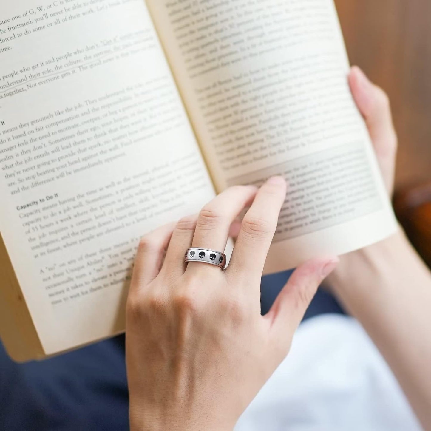 King Will 6mm 7mm 8mm Silver Black Stainless Steel Ring Spinner Ring Anxiety Relief Wedding Ring For Men Women Forest Elk Deer Family/Moon Star/Skull Head/Evil Eye/Poker Pattern