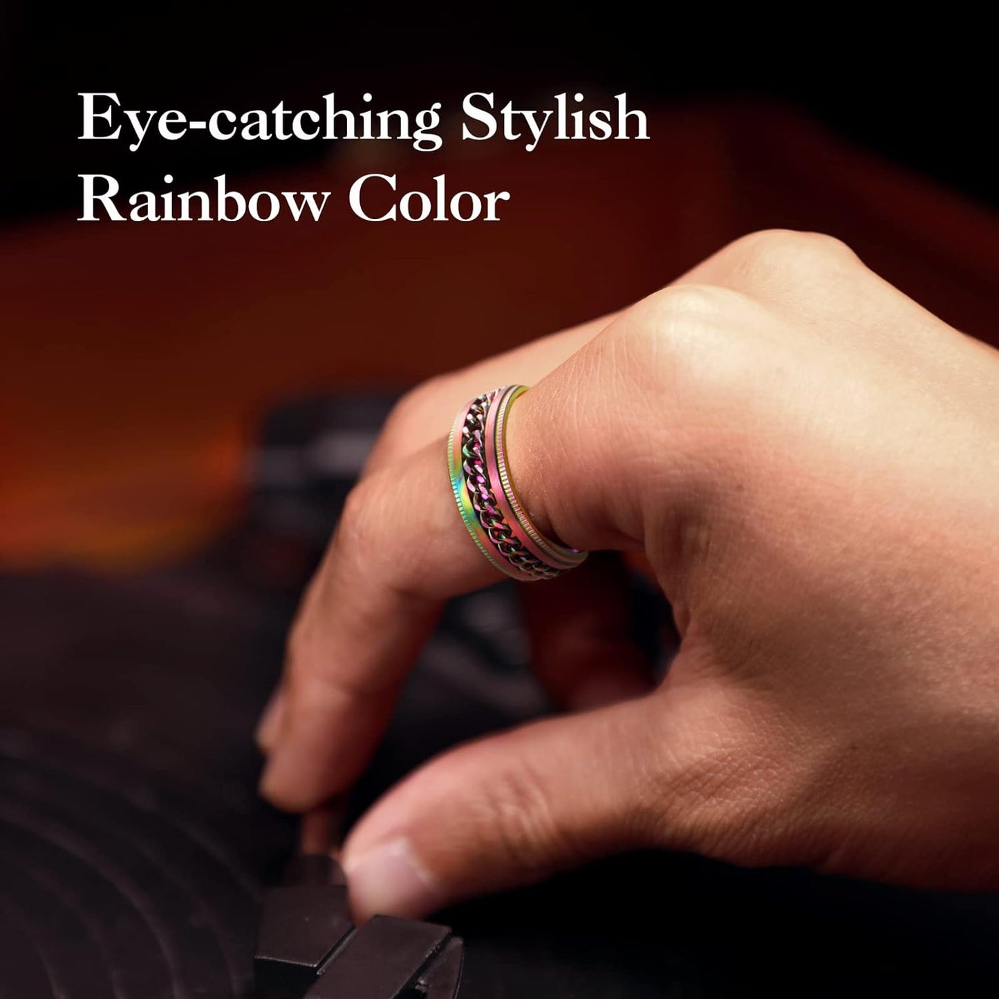 King Will Intertwine 8mm Spinner Ring Stainless Steel Fidget Ring Anxiety Ring for Men Black/Blue/Silver/Gold Fidget Anxiety Ring