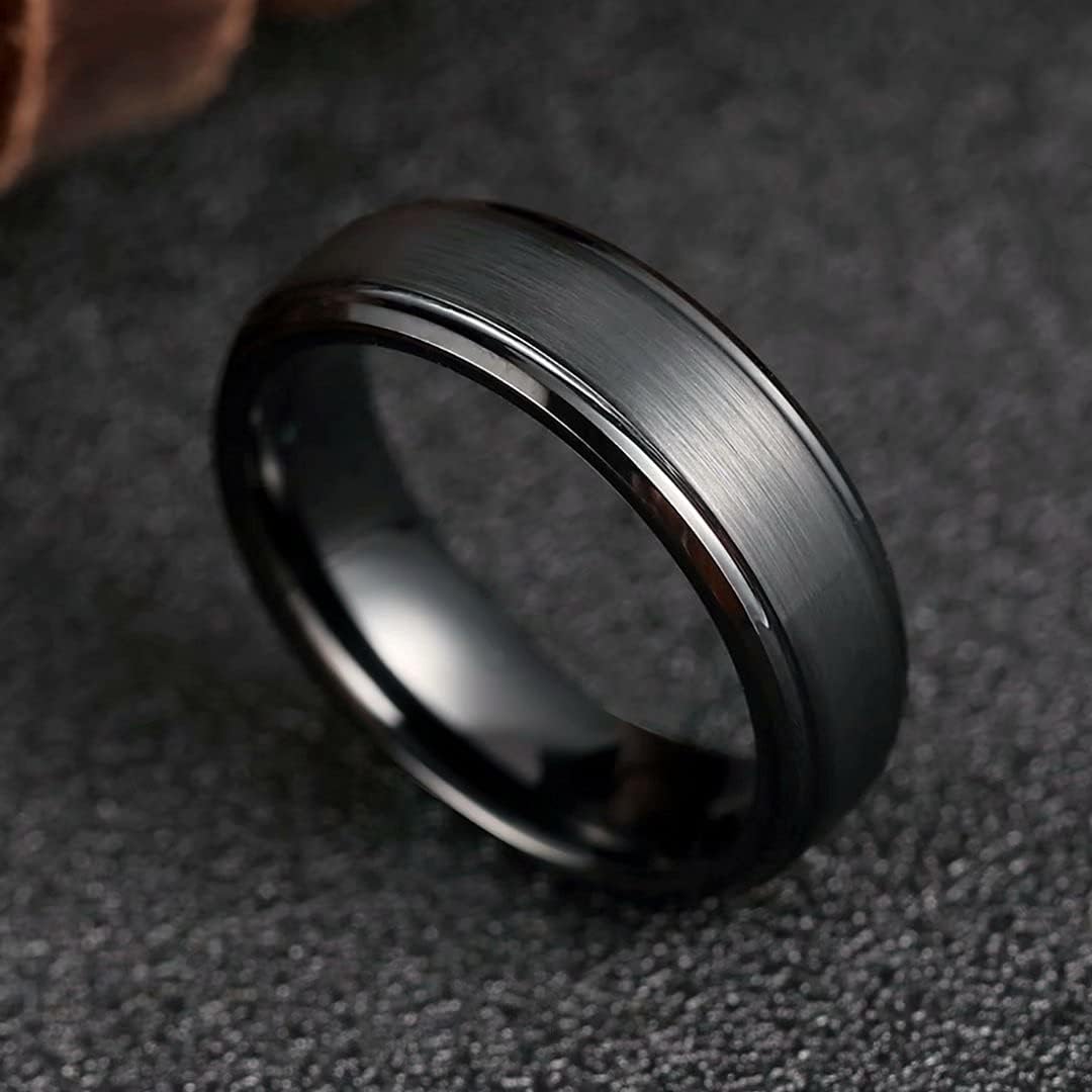 King Will Basic Tungsten Ring for Men 6mm 7mm 8mm 9mm 10mm Silver Blue Tungsten Wedding Band Matte Brushed Finish Comfort Fit