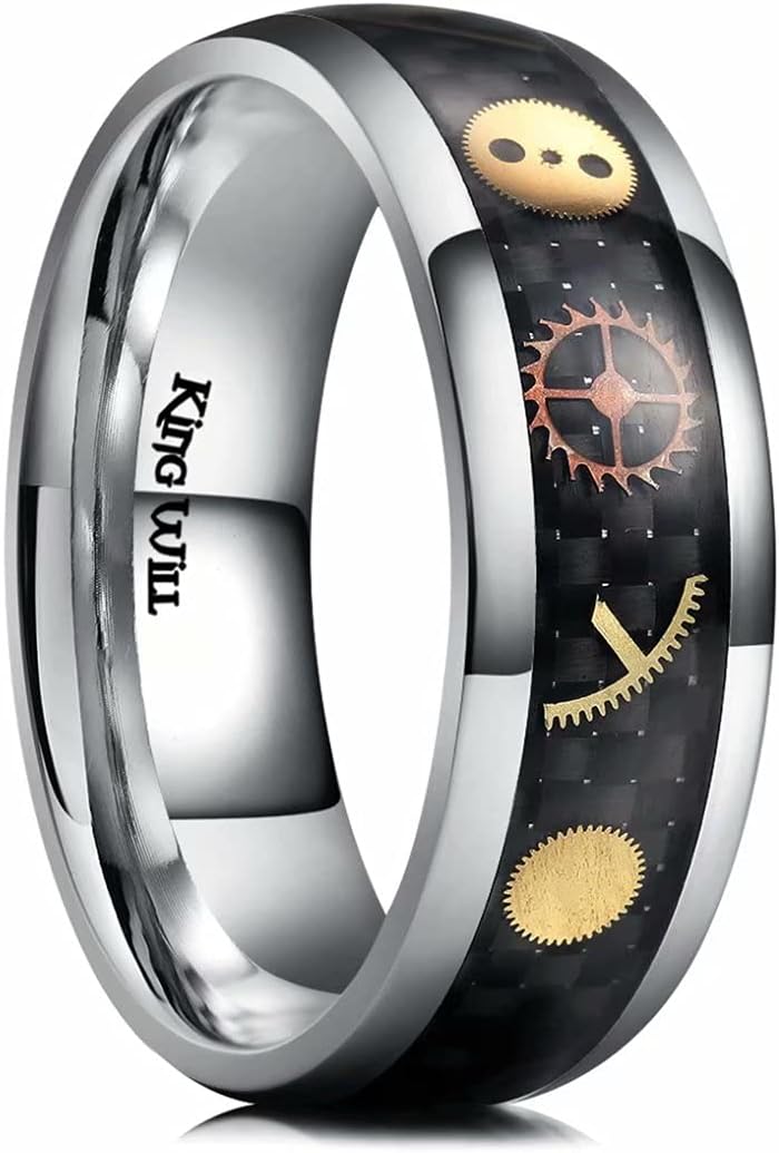 King Will 6mm/8mm Titanium Stainless Steel Ring for Men Wedding Band for Men Women Engagement Ring Comfort Fit
