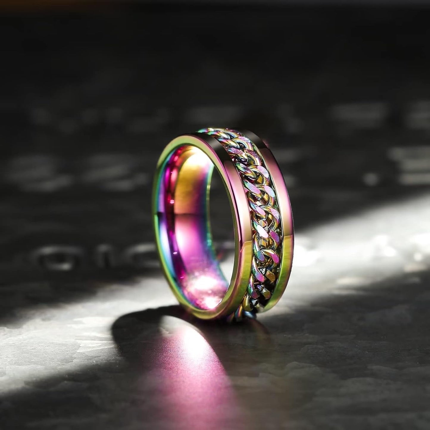 King Will Intertwine 8mm Spinner Ring Stainless Steel Fidget Ring Anxiety Ring for Men Black/Blue/Silver/Gold Fidget Anxiety Ring