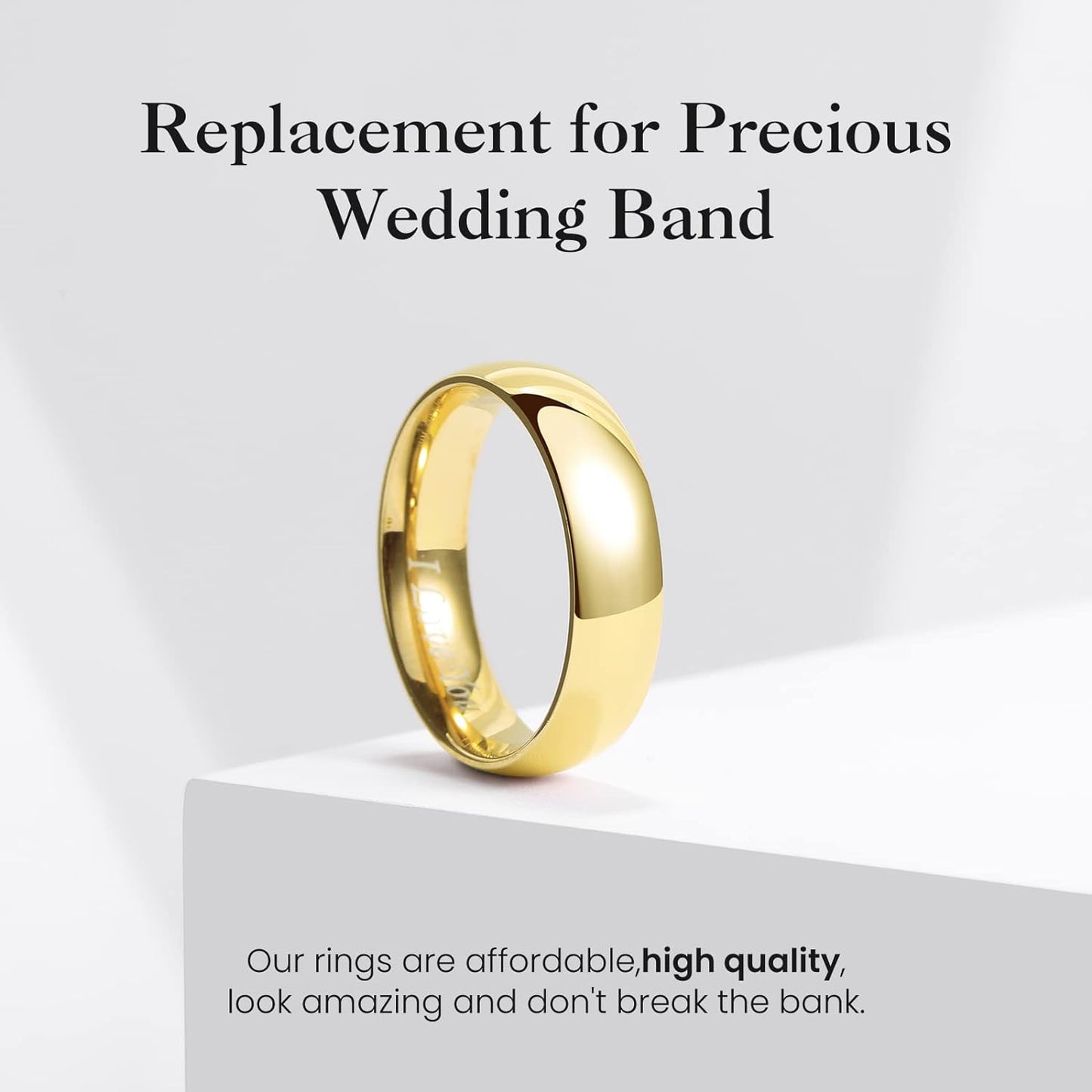 King Will BASIC 2mm/3mm/4mm/5mm/6mm/7mm Wedding Ring for Men Women Stainless Steel Wedding Band Laser I Love You Silver/Gold/Rose Gold Plated High Polished Dome Style Ring