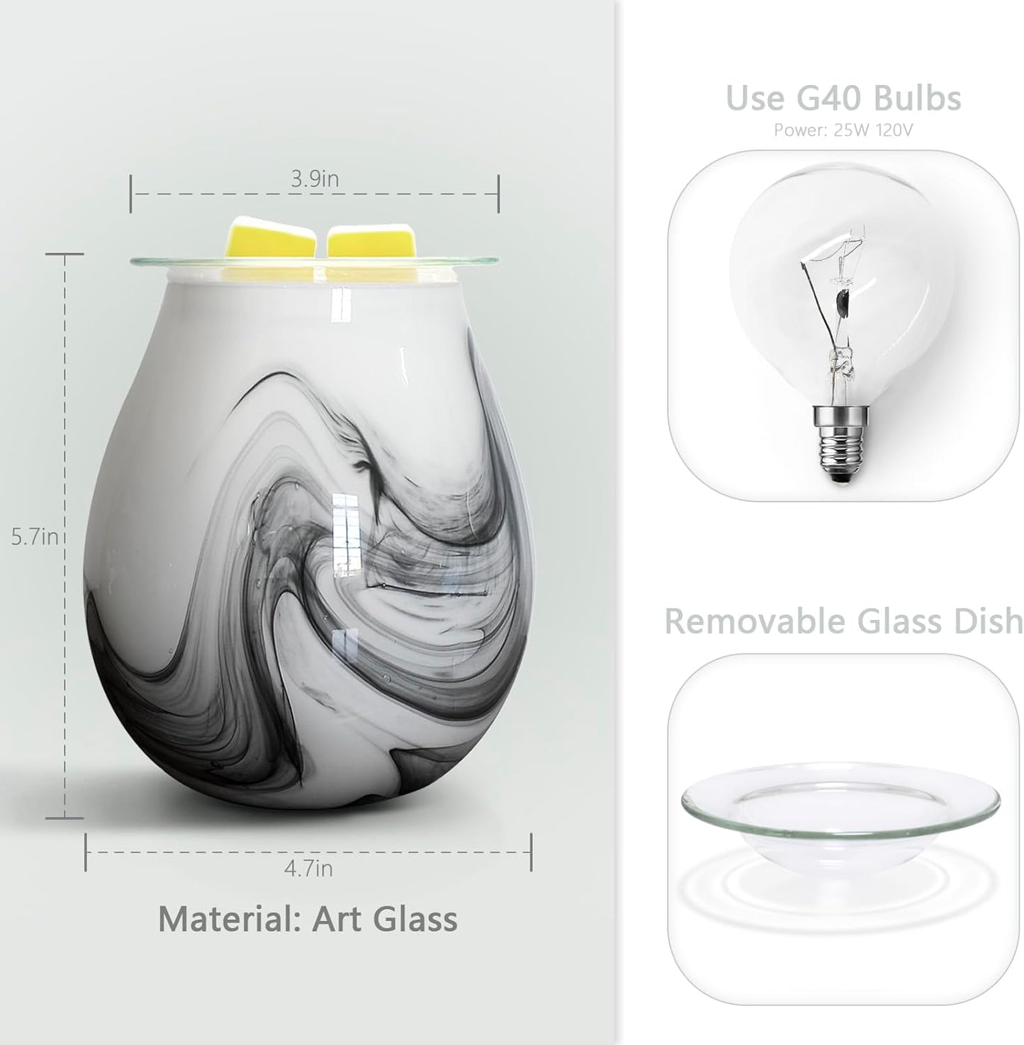 Electric Wax Melts Warmer Burner Essential Oil Warmer Wax Tart Burner Fragrance Night Light Aroma Decorative for Home Office Bedroom Living Room Decor Gifts (Light Green)