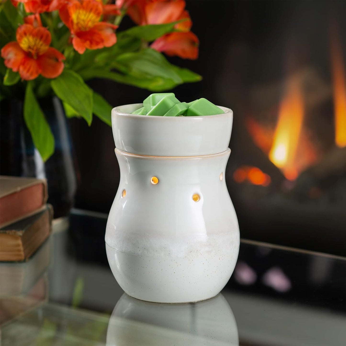 CANDLE WARMERS ETC. Illumination Fragrance Warmer- Light-Up Warmer for Warming Scented Candle Wax Melts and Tarts or Fragrance Oils to Freshen Room, Gothic Skull