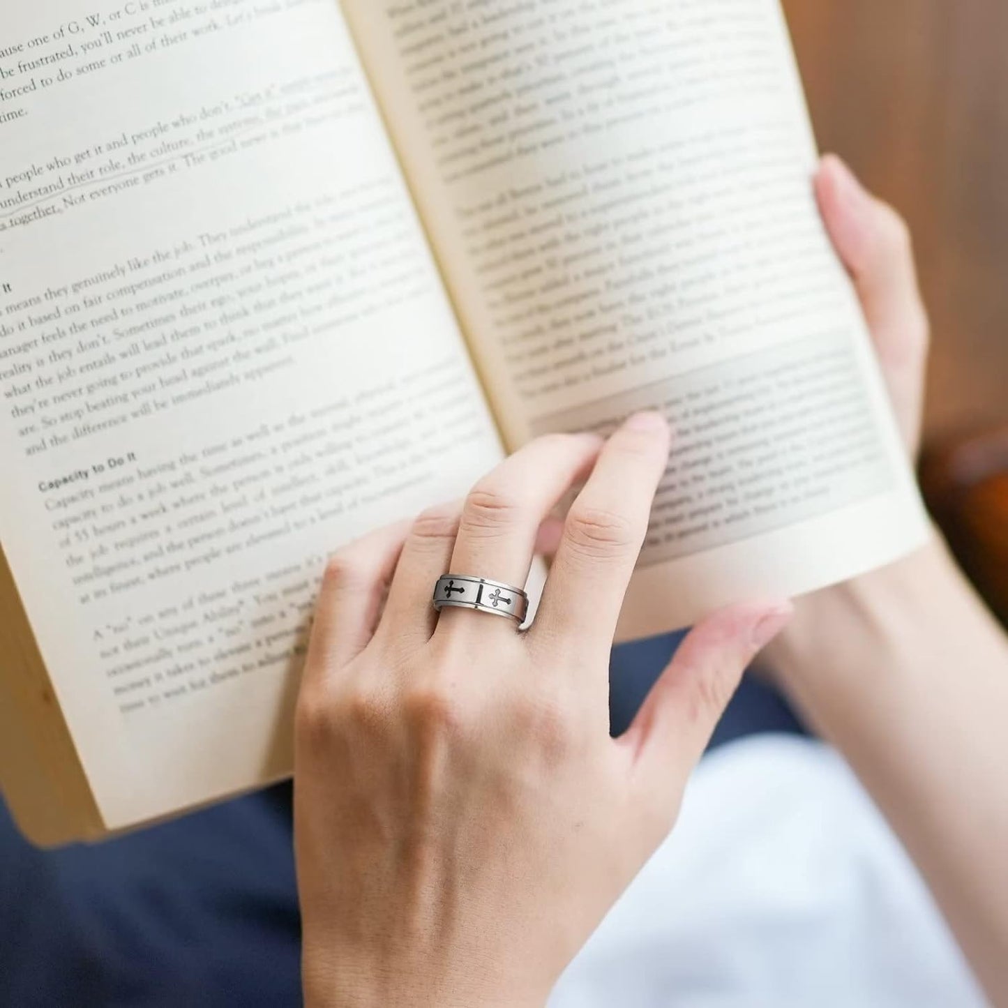 King Will 8mm Black/Gold/Silver Stainless Steel Ring Lord's Prayer Rotatable Ring Men Wedding Band Rings Comfort Fit