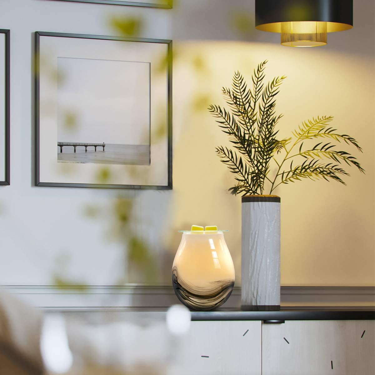 Electric Wax Melts Warmer Burner Essential Oil Warmer Wax Tart Burner Fragrance Night Light Aroma Decorative for Home Office Bedroom Living Room Decor Gifts (Light Green)