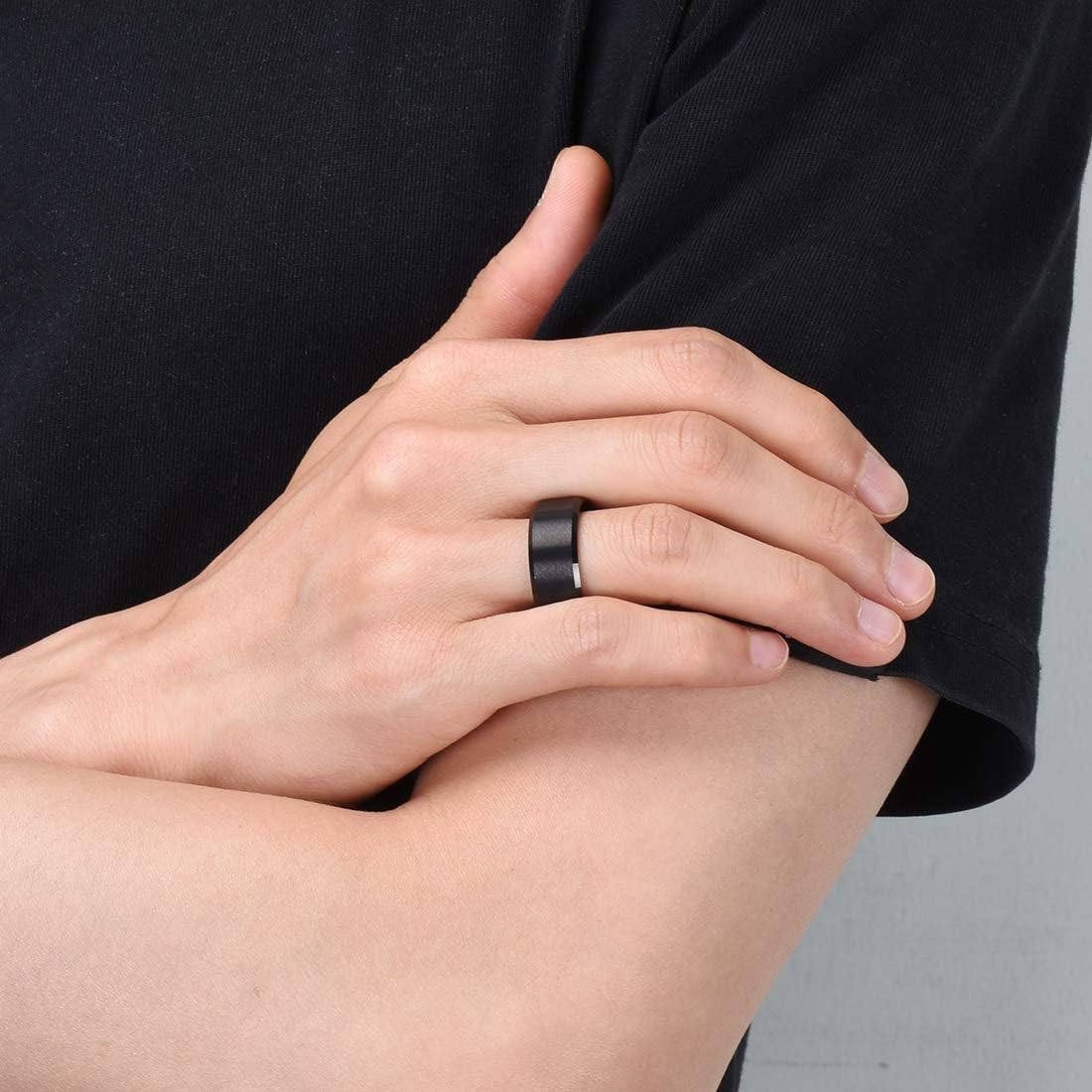 King Will Basic 6mm 7mm 8mm 9mm 10mm Men Wedding Black/Silver Tungsten Ring Matte Finish Beveled Polished Edge Comfort Fit