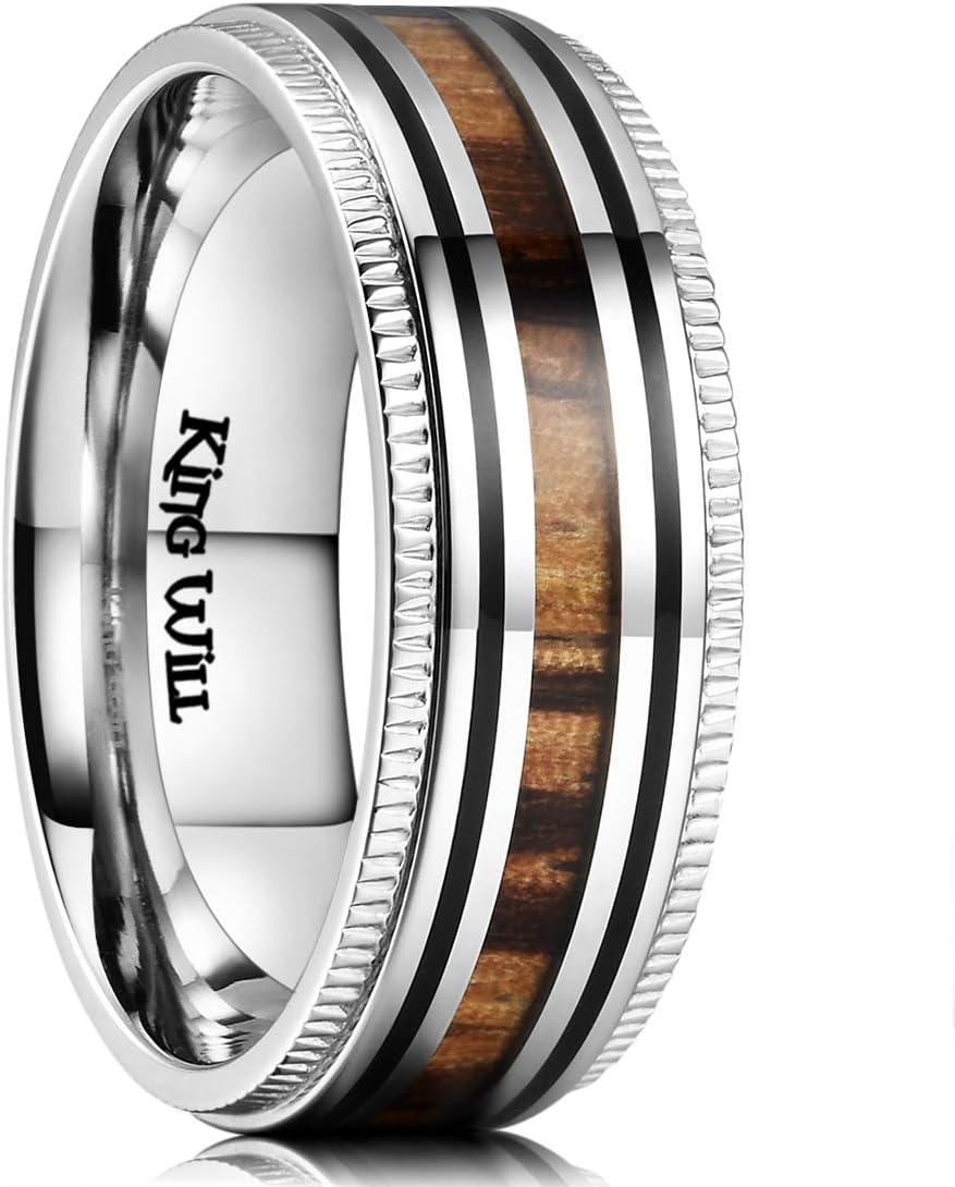 King Will 6mm/8mm Titanium Stainless Steel Ring for Men Wedding Band for Men Women Engagement Ring Comfort Fit