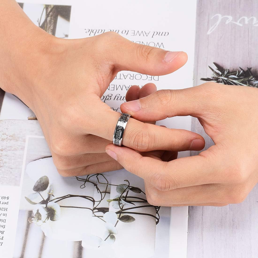 King Will Classic Tungsten Carbide Ring Silver/Black/Red/Green Inlay Celtic Knot 6mm/8mm Wedding Band for Men Engagement Ring Comfort Fit