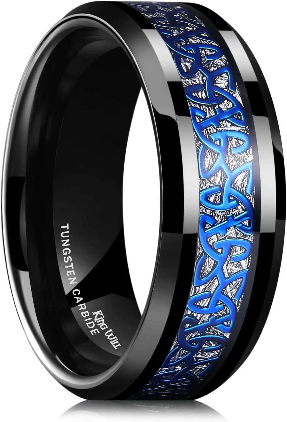 King Will Classic Tungsten Carbide Ring Silver/Black/Red/Green Inlay Celtic Knot 6mm/8mm Wedding Band for Men Engagement Ring Comfort Fit