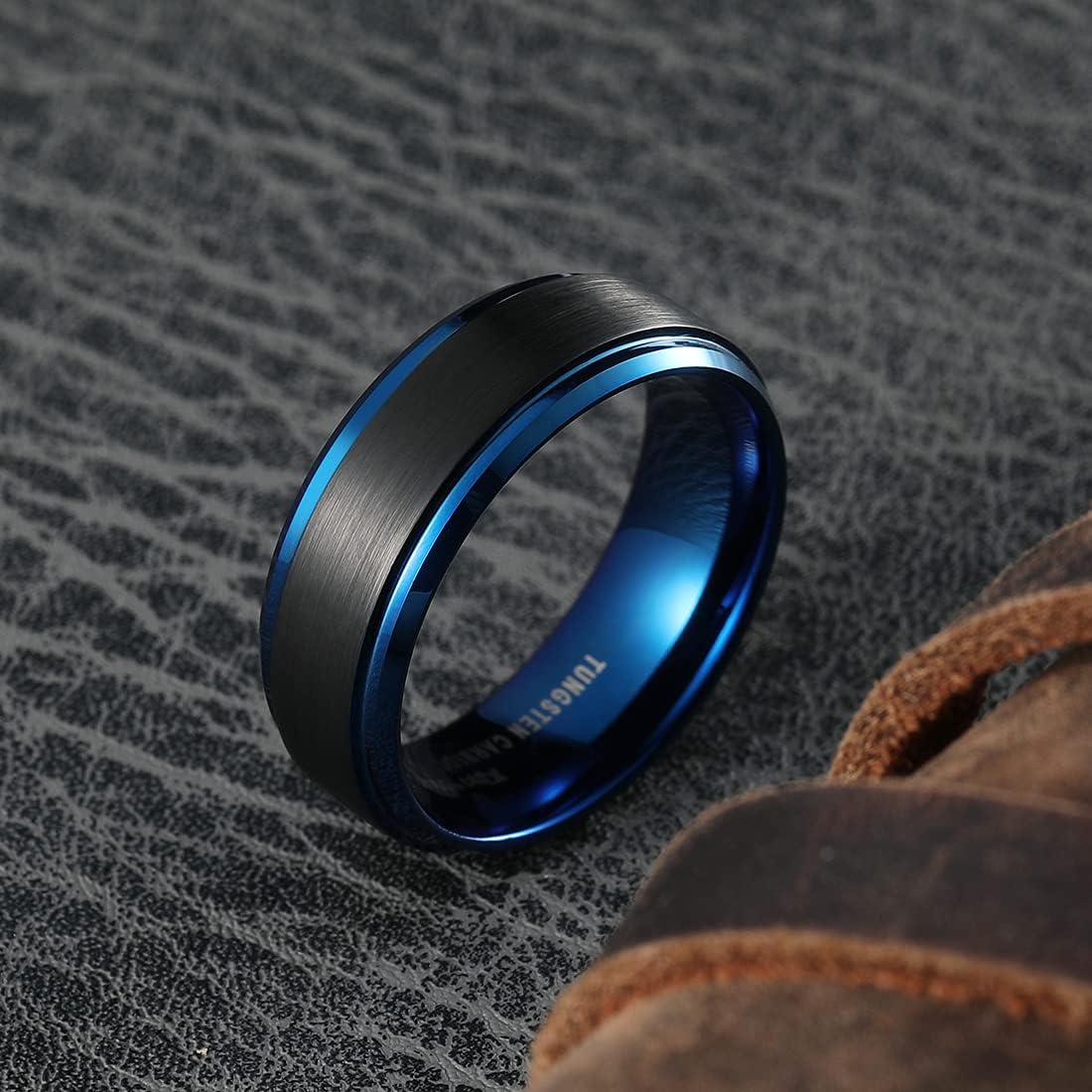 King Will Basic Tungsten Ring for Men 6mm 7mm 8mm 9mm 10mm Silver Blue Tungsten Wedding Band Matte Brushed Finish Comfort Fit