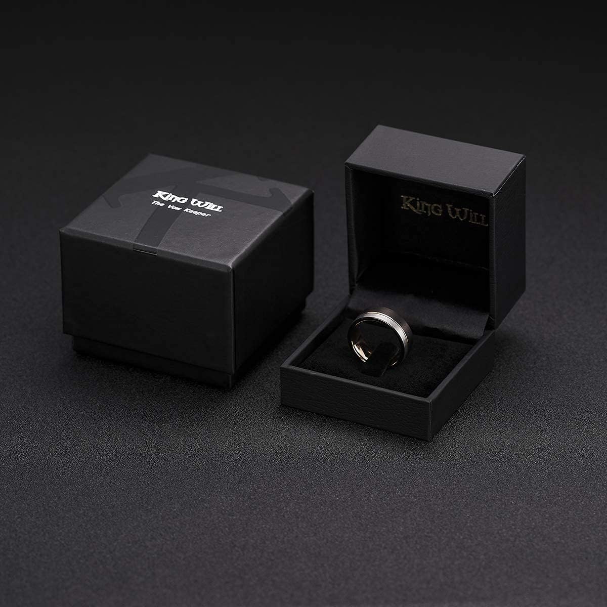 King Will LOOP Mens Women Tungsten Carbide Wedding Band 6mm/8mm Rose Gold Line Ring Black Silver Blue Brushed Gold Groove Tungsten rings Comfort Fit