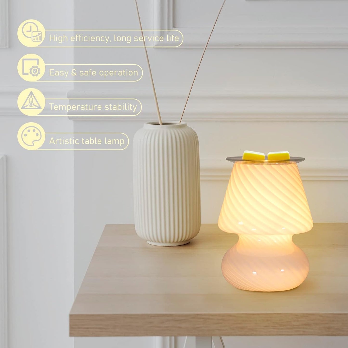 Electric Wax Melts Warmer Burner Essential Oil Warmer Wax Tart Burner Fragrance Night Light Aroma Decorative for Home Office Bedroom Living Room Decor Gifts (Light Green)