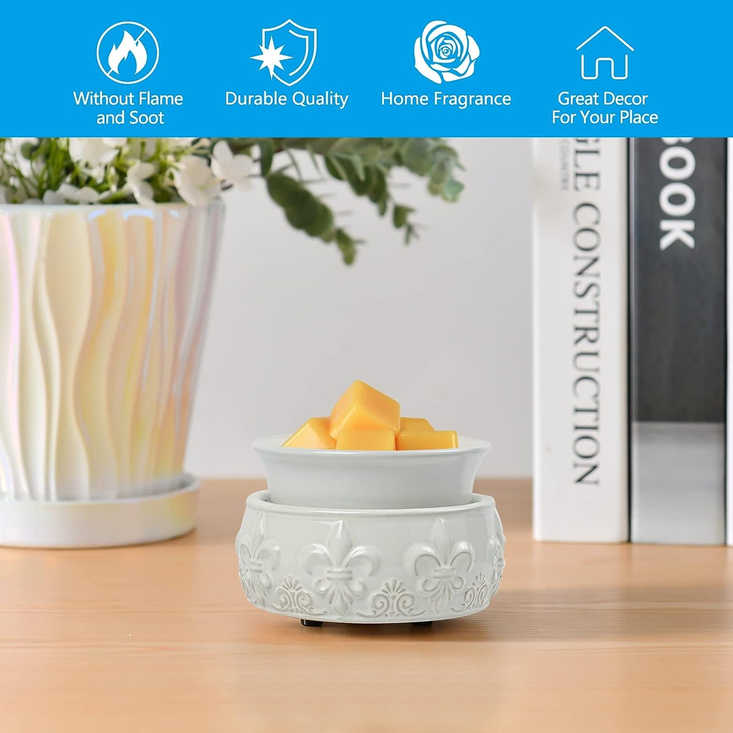 nawaza Candle Wax Melt Warmer Ceramic Wax Warmer 3-in-1 Scented Wax Fragrance Melter for Electric Wax Burner Wax Melter as Gifts for Moms Grandma Women Girls