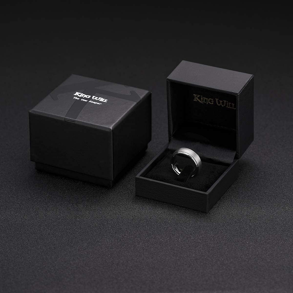 King Will Basic Tungsten Ring for Men 6mm 7mm 8mm 9mm 10mm Silver Blue Tungsten Wedding Band Matte Brushed Finish Comfort Fit