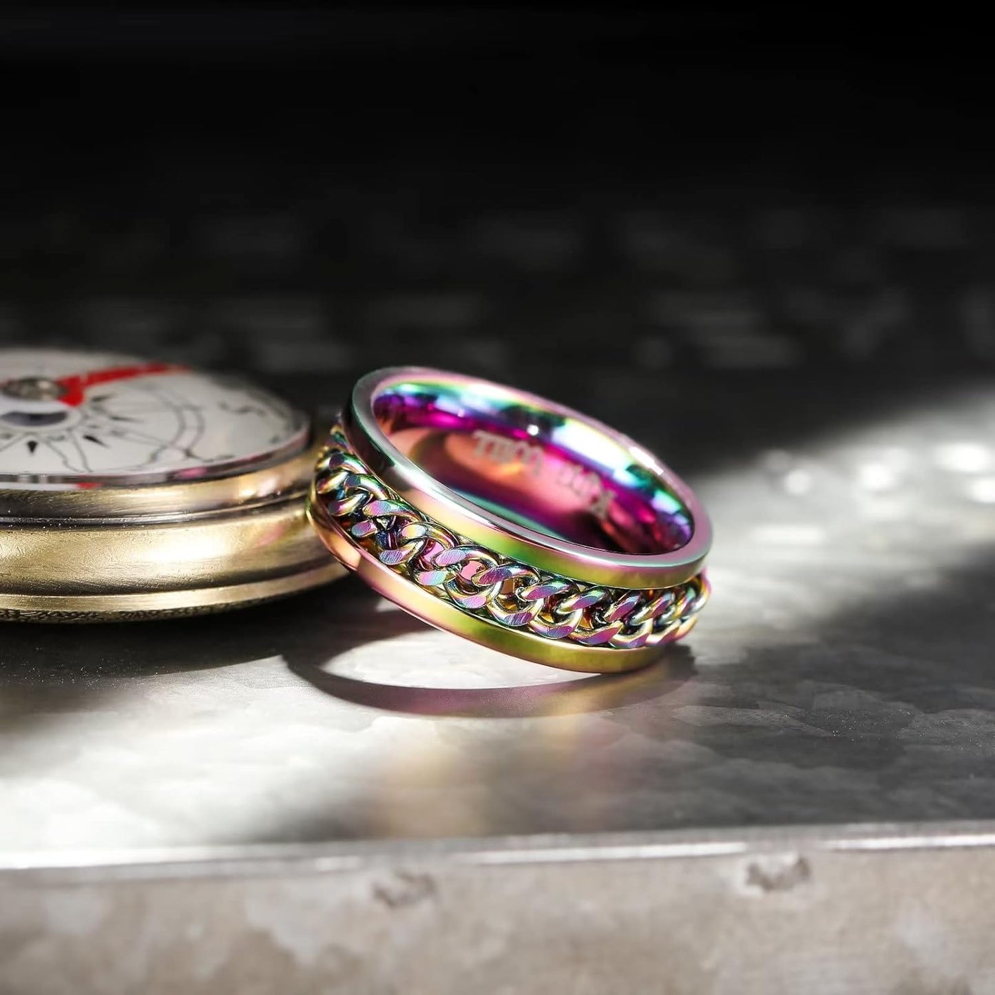 King Will Intertwine 8mm Spinner Ring Stainless Steel Fidget Ring Anxiety Ring for Men Black/Blue/Silver/Gold Fidget Anxiety Ring