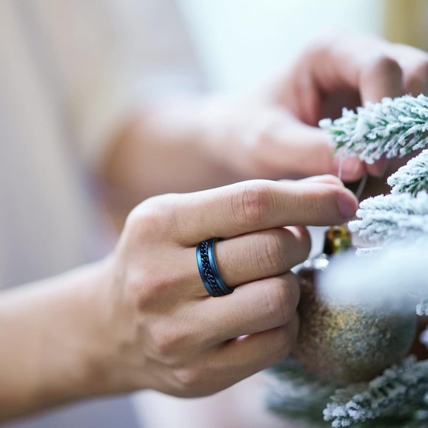 King Will Intertwine 8mm Spinner Ring Stainless Steel Fidget Ring Anxiety Ring for Men Black/Blue/Silver/Gold Fidget Anxiety Ring