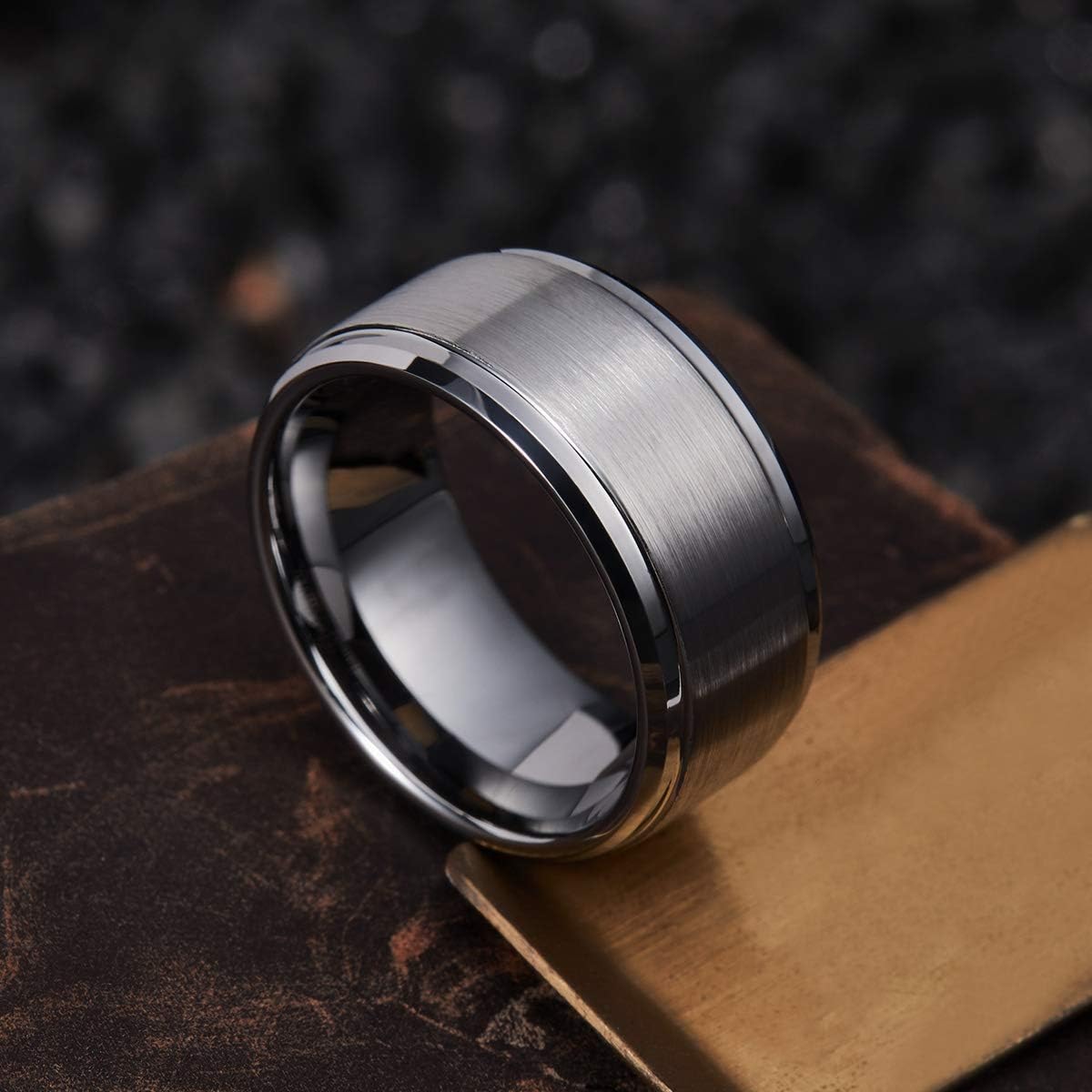 King Will Basic Tungsten Ring for Men 6mm 7mm 8mm 9mm 10mm Silver Blue Tungsten Wedding Band Matte Brushed Finish Comfort Fit