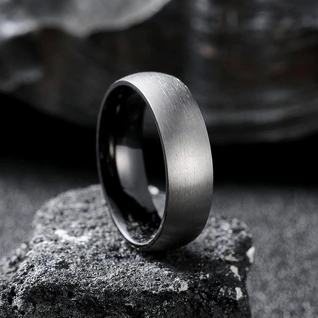 King Will Basic 3MM/5MM/7MM/9MM Silver/Black Titanium Ring Wedding Band for Men Women Brushed/Matte Comfort Fit Couple Ring