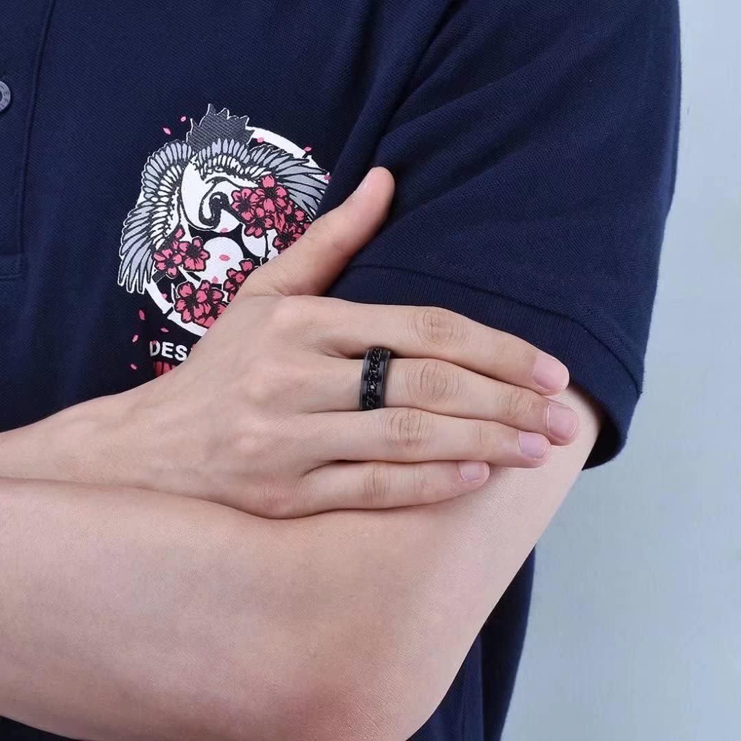 King Will Intertwine 8mm Spinner Ring Stainless Steel Fidget Ring Anxiety Ring for Men Black/Blue/Silver/Gold Fidget Anxiety Ring