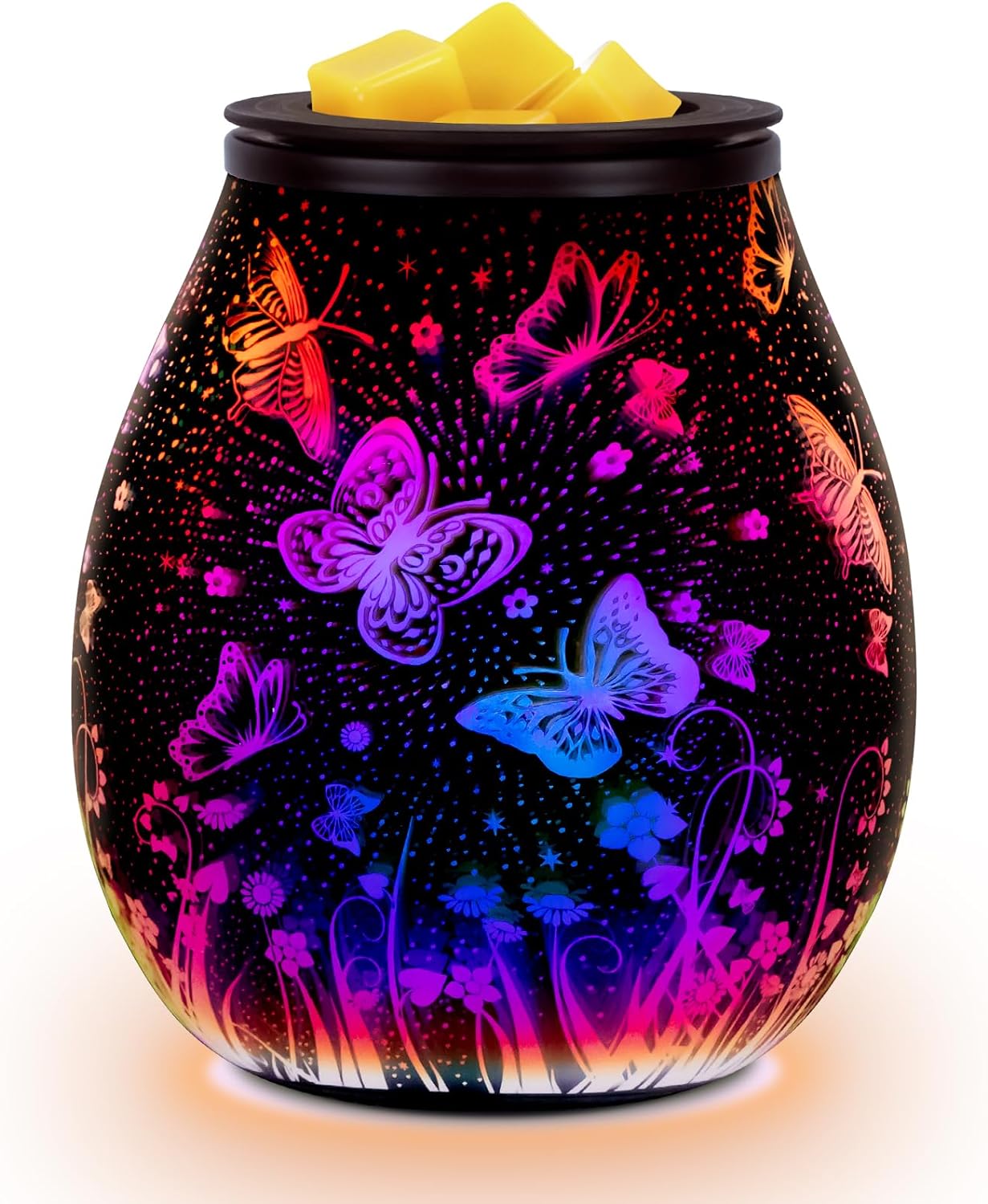 EQUSUPRO Wax Melt Warmer Wax Melter Wax Burner for Scented Wax Electric Fragrance Warmer for Wax Cubes & Tarts, Vivid 3D Design 7 Colors LED Light Gift & Decor for Home Office Studio (Fireworks-PTC)