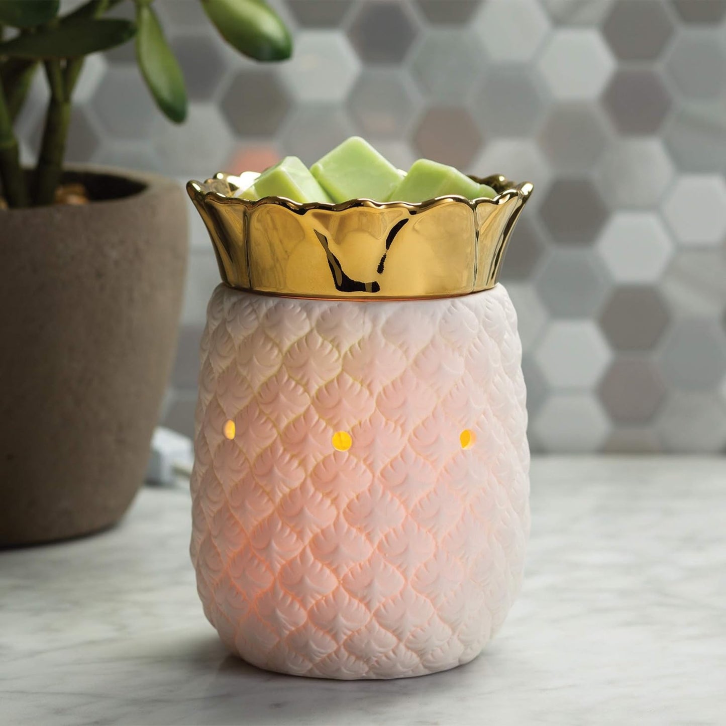 CANDLE WARMERS ETC. Illumination Fragrance Warmer- Light-Up Warmer for Warming Scented Candle Wax Melts and Tarts or Fragrance Oils to Freshen Room, Gothic Skull
