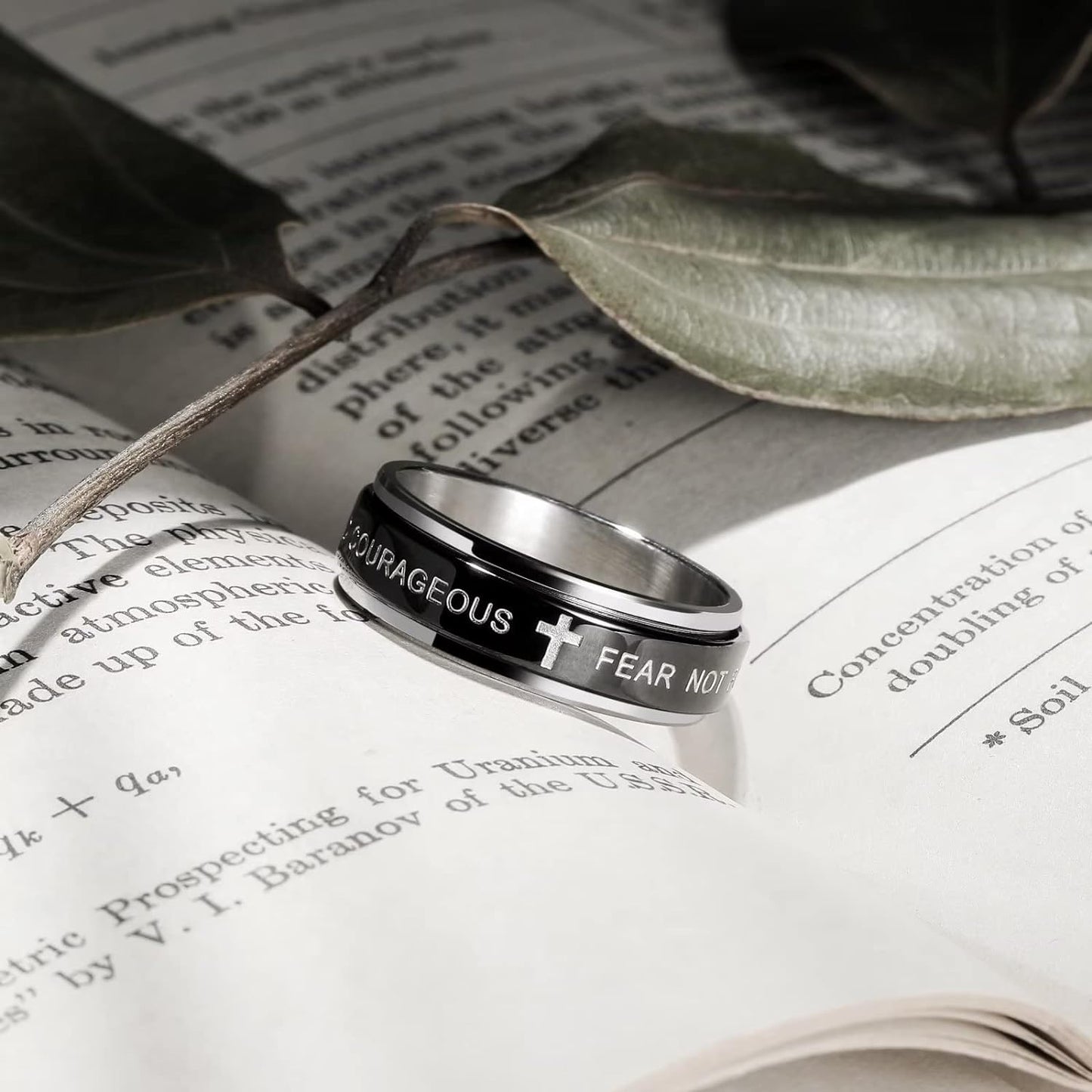 King Will 8mm Black/Gold/Silver Stainless Steel Ring Lord's Prayer Rotatable Ring Men Wedding Band Rings Comfort Fit