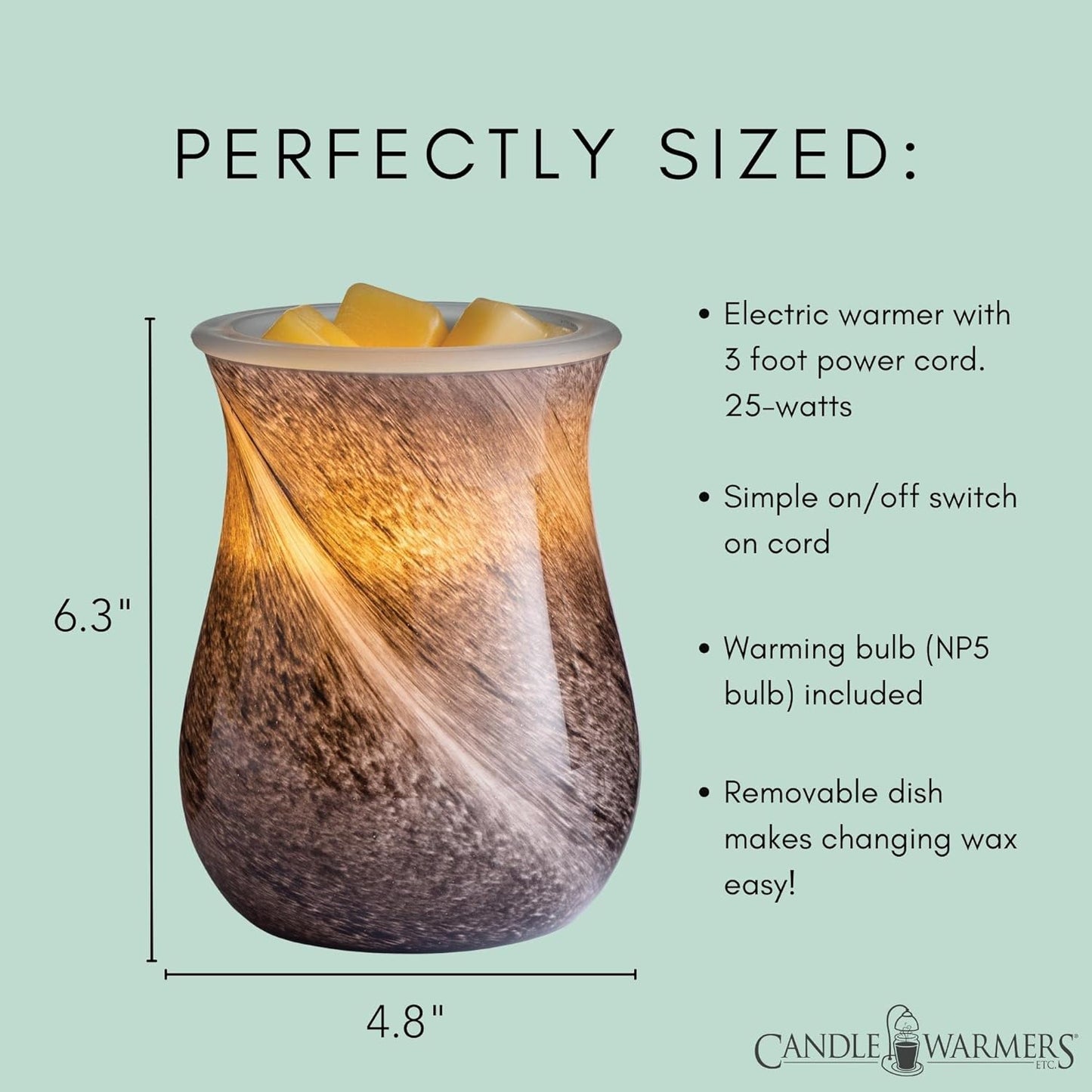 CANDLE WARMERS ETC. Illumination Fragrance Warmer- Light-Up Warmer for Warming Scented Candle Wax Melts and Tarts or Fragrance Oils to Freshen Room, Gothic Skull
