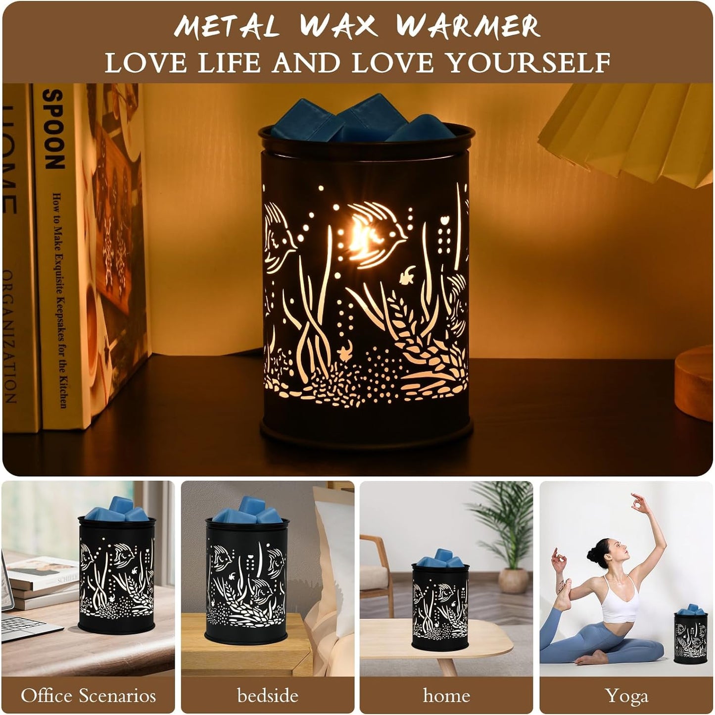 Metal Wax Warmer Electric,Wax melt Warmer,Candle Wax Burner, Candle Warmer,Candle Melter,for Home Office Décor and Gifts for Holiday(Moon/Flower Fairy)…