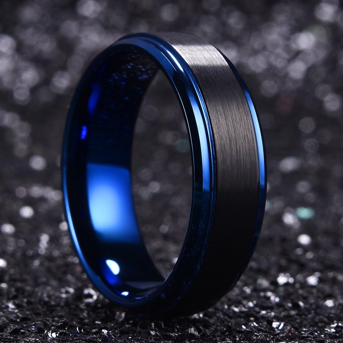 King Will Basic Tungsten Ring for Men 6mm 7mm 8mm 9mm 10mm Silver Blue Tungsten Wedding Band Matte Brushed Finish Comfort Fit