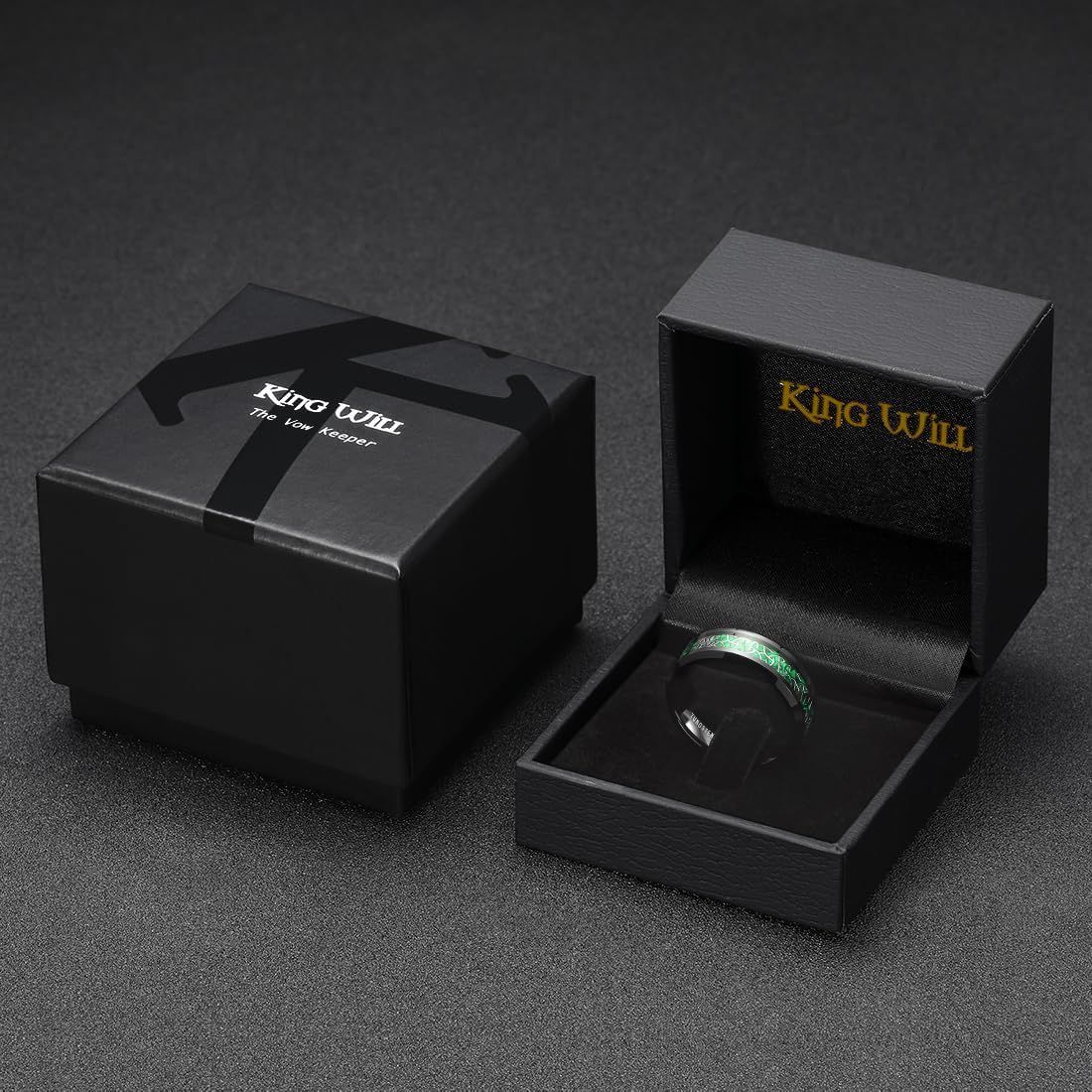 King Will Classic Tungsten Carbide Ring Silver/Black/Red/Green Inlay Celtic Knot 6mm/8mm Wedding Band for Men Engagement Ring Comfort Fit