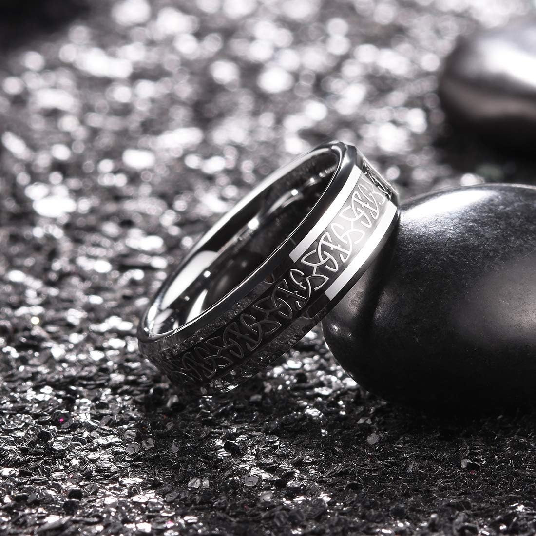 King Will Classic Tungsten Carbide Ring Silver/Black/Red/Green Inlay Celtic Knot 6mm/8mm Wedding Band for Men Engagement Ring Comfort Fit