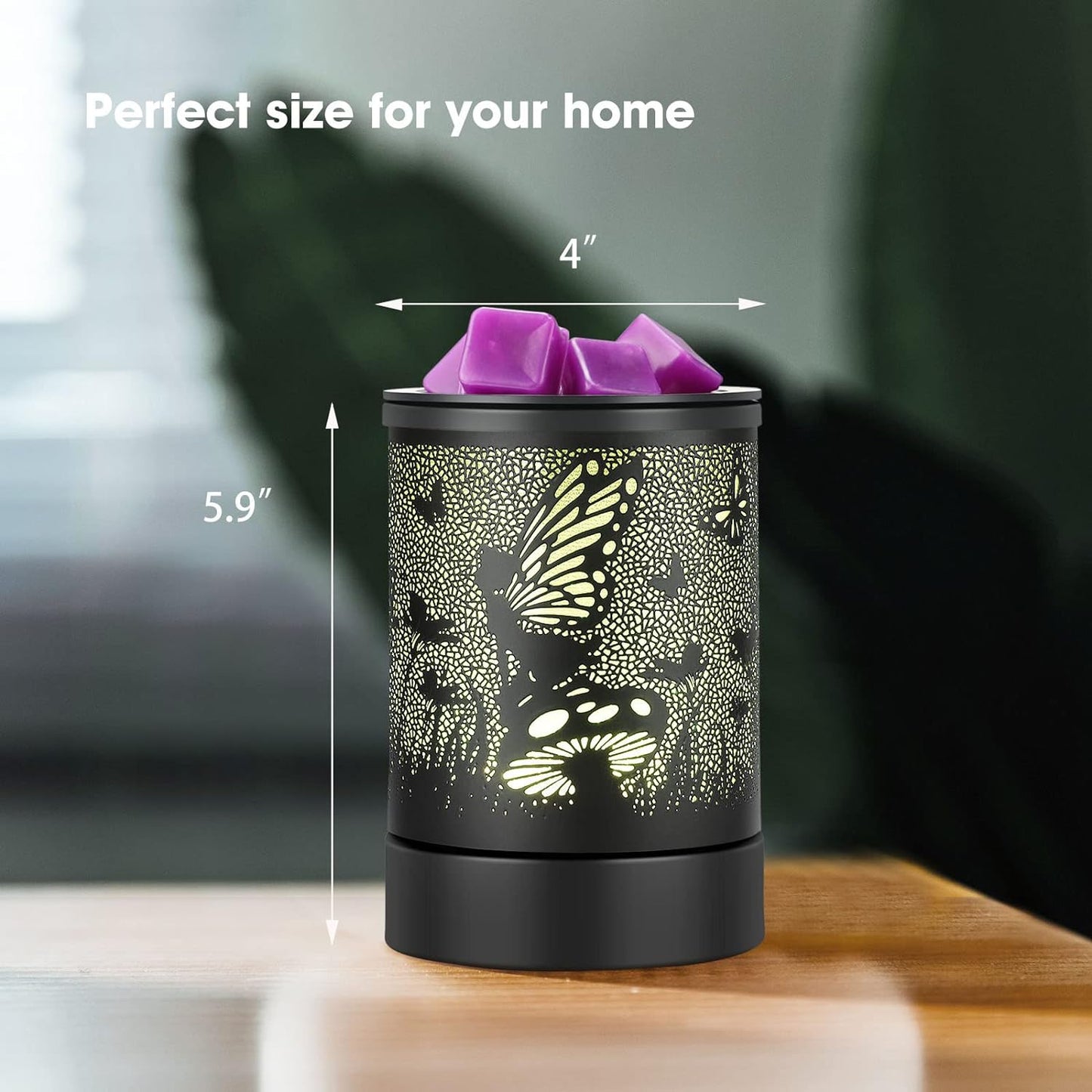 inrorans Sun Moon Star Electric Oil Warmer Black Metal Wax Warmer for Scented Wax with 7 Colors Changing LED nightLight PTC Element Reusable Silicone Liner Scented Wax Warmer for Home Decor…