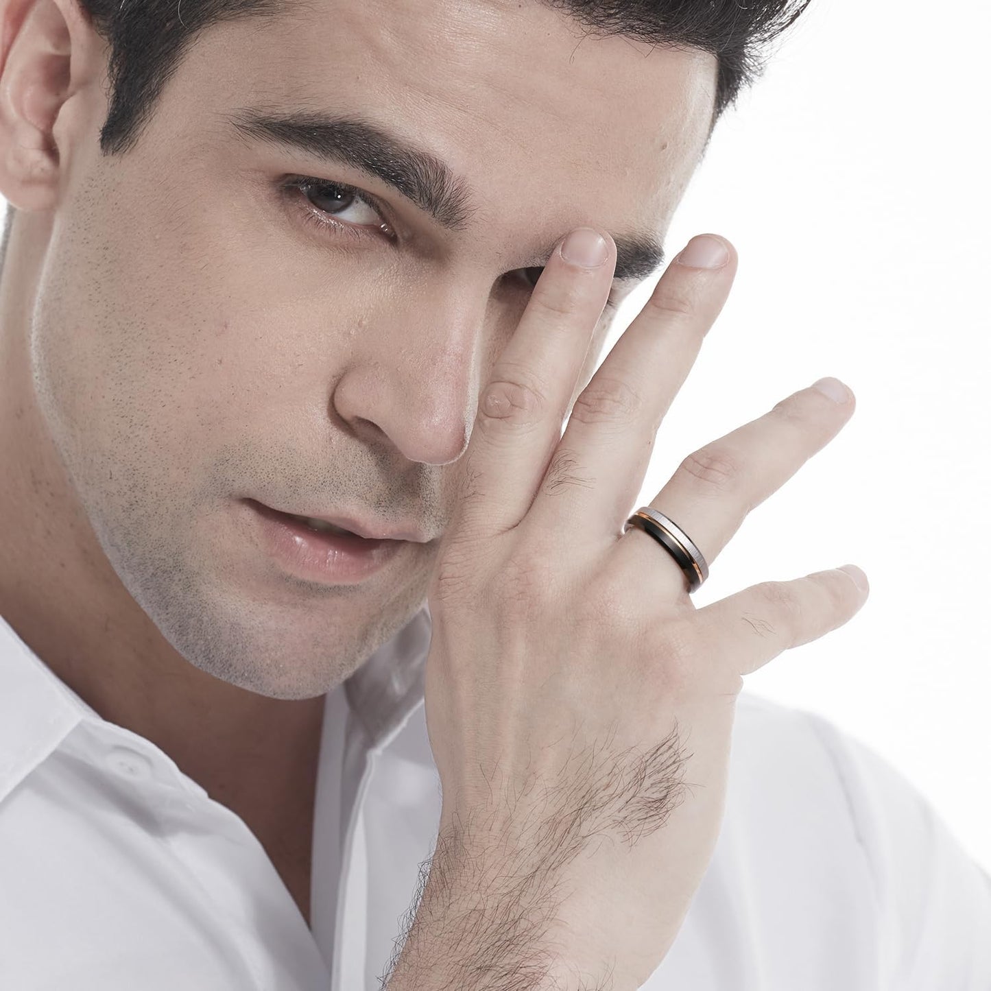 King Will LOOP Mens Women Tungsten Carbide Wedding Band 6mm/8mm Rose Gold Line Ring Black Silver Blue Brushed Gold Groove Tungsten rings Comfort Fit