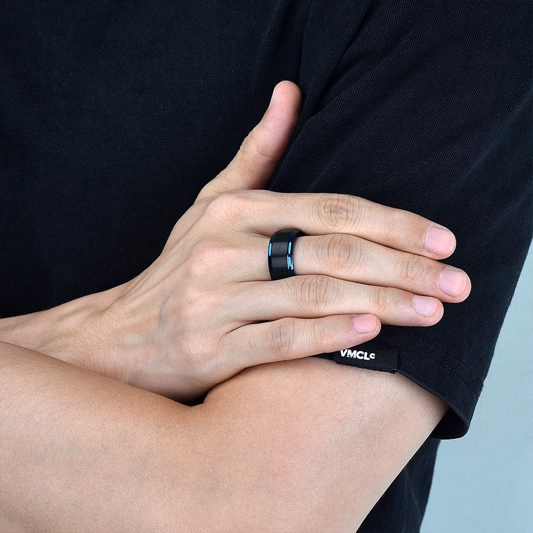 King Will Basic Tungsten Ring for Men 6mm 7mm 8mm 9mm 10mm Silver Blue Tungsten Wedding Band Matte Brushed Finish Comfort Fit