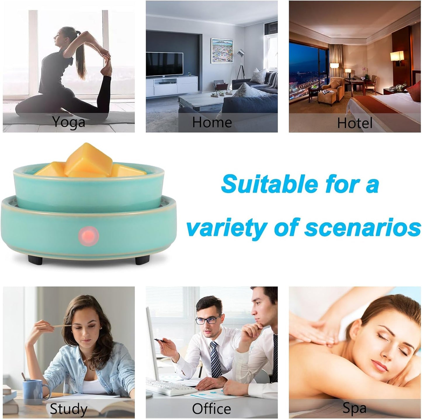 nawaza Ceramic Wax Melt Warmer Fragrance, 3 in1 Electric Candle Wax Warmer,Scented Wax Melt Wax Cubes Melter Fragrance Warmer for Home,Office,Gift(Black)…