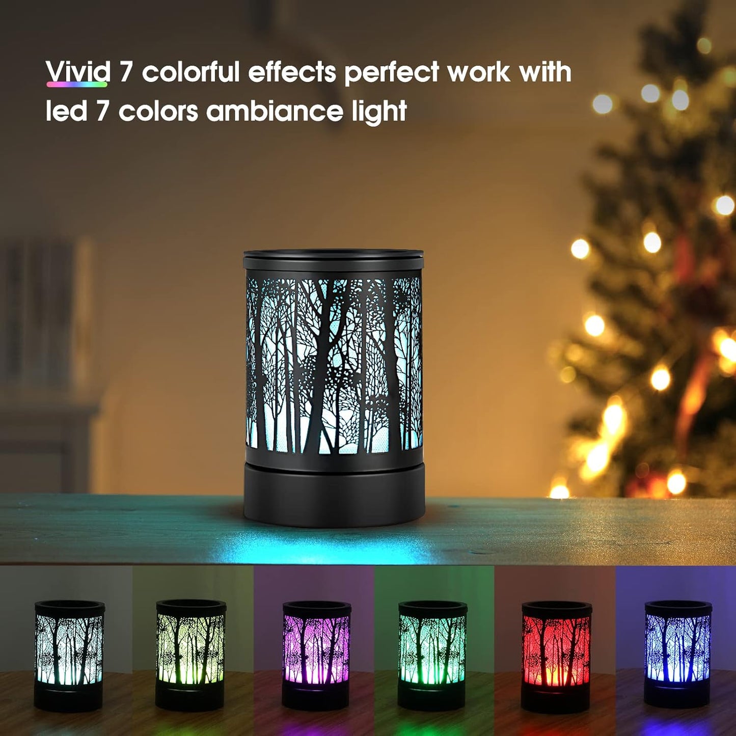 inrorans Sun Moon Star Electric Oil Warmer Black Metal Wax Warmer for Scented Wax with 7 Colors Changing LED nightLight PTC Element Reusable Silicone Liner Scented Wax Warmer for Home Decor…