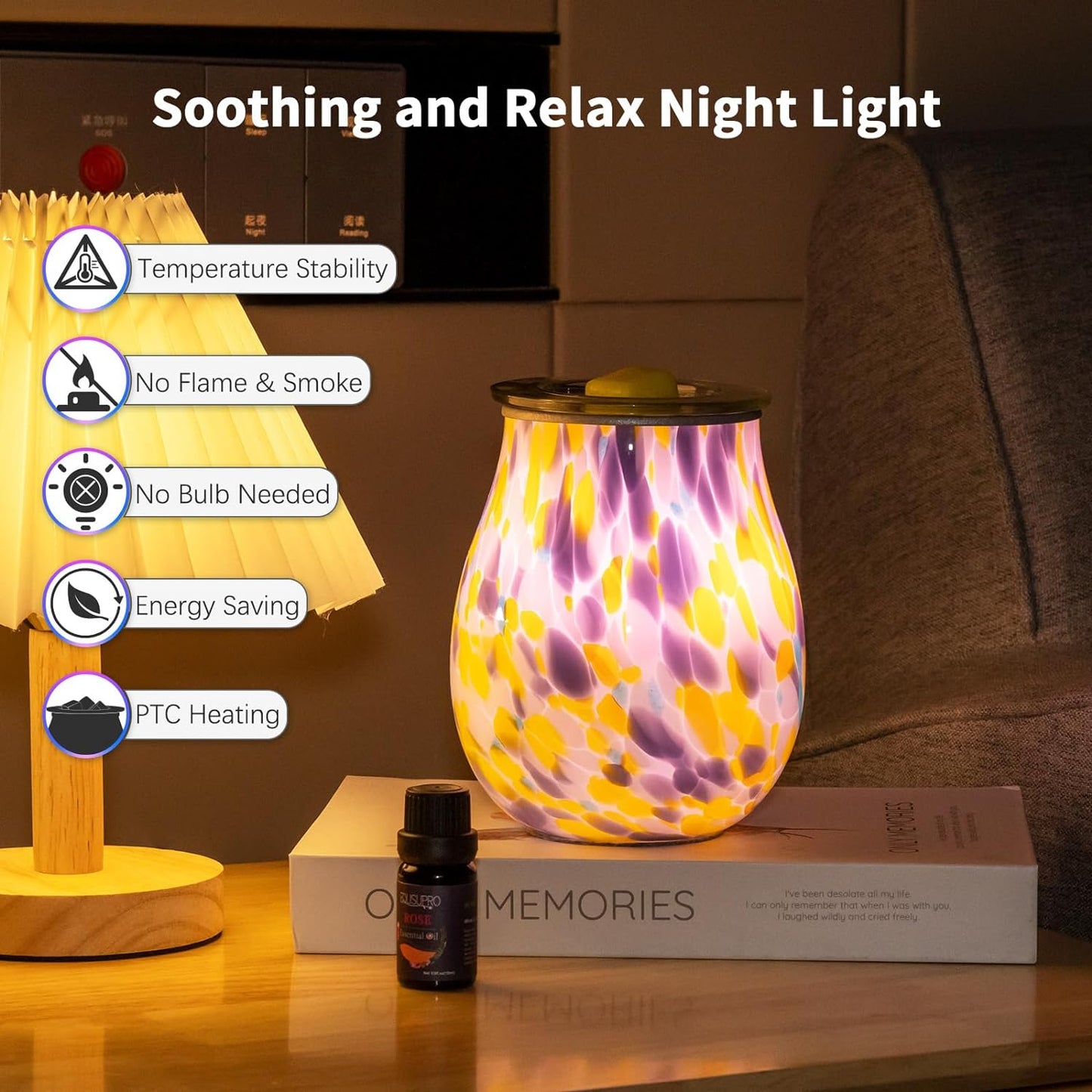 Electric Wax Melts Warmer Burner Essential Oil Warmer Wax Tart Burner Fragrance Night Light Aroma Decorative for Home Office Bedroom Living Room Decor Gifts (Light Green)